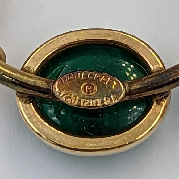 Egyptian Revival Danecraft Scarab Semiprecious Stones 12K gold filled Brooch - Picture 7 of 8